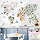 HGDESIGN® Graz Design - Adesivo da parete con mappa del mondo, per cameretta dei bambini, per bambini, per bambini, per ragazze