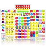 OWill 4980 Pezzi 60 Fogli Smiley Happy Face Stickers e Star Stickers, Colorato Adesivi Premio Faccia per Bambini Insegnante Genitore
