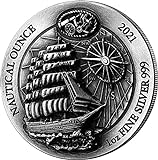 Power Coin Sedov Nautical Ounce Antique 1 Oz Moneta Argento 50 Franchi Rwanda 2021
