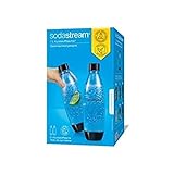 SodaStream DuoPack Fuse 2x bottiglia KST da 1L - lavabile in lavastoviglie (senza BPA) - flaconi di ricambio per SodaStream Bollitore d acqua con bottiglie in PET, nero, 9x17,2x29