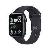 Apple Watch SE (2ª gen.) (GPS, 44mm) Smartwatch con cassa in alluminio color mezzanotte con Cinturino Sport color mezzanotte - Regular. Fitness tracker, monitoraggio del sonno, Rilevamento incidenti