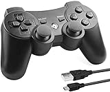 Cypin PS3 Wireless Controller Bluetooth Game Controller per Playstation 3 Dual Vibration 6 assi Gamepad Joypad Joystick (Nero)
