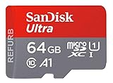 SanDisk Ultra - Scheda di memoria microSDXC da 64 GB + adattatore SD fino a 100 MB/sec, classe 10, U1, A1 (Ricondizionato)