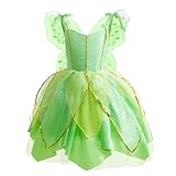 Lito Angels Trilli Tinkerbell Costume per Bambina, Vestito Fata Verde con Ali di Farfalla, Taglia 6-8 Anni (Etichetta in Tessuto 130)