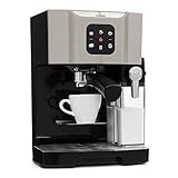KLARSTEIN Macchinetta Caffe Espresso 1.4L, a Cialde, Caffè Macinato e Cappuccino, da Barista da 20 Bar, In Acciao Inox, 1450W con Montalatte