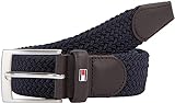 Tommy Hilfiger Cintura Uomo New Adan Belt 3.5 Cintura in Tessuto, Blu (Sky Captain), 105
