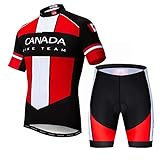 JPOJPO - Completo da ciclismo da uomo, con maglia e pantaloncini, per professionisti, abbigliamento da MTB, motivo: Canada