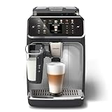 Philips Serie 5500 Macchina da caffè Espresso automatica LatteGo, tecnologia SilentBrew, Avvio Rapido, Caffè aromatico da chicchi macinati, 20 bevande calde e ghiacciate, Nero Argento (EP5546/70)