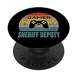 Regalo di gioco Gamer Sheriff Deputy Vintage 60s 70s PopSockets PopGrip: Impugnatura per Telefoni Cellulari e Tablet Intercambiabile