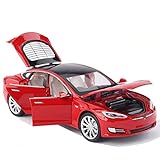 QTSM Modellino 1/32 per Tesla per Model-S per P100D Lega Die Cast Model Toy Car 6 Door Sound Light Tirare Indietro Boy Toys Veicolo (Color : Red)