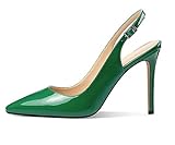Mettesally - Scarpe con Cinturino alla Caviglia Donna - Scarpe col Tacco 10CM - Green,EU42
