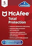 McAfee Total Protection 2022| 5 dispositivi | 1 anno| Antivirus, sicurezza Internet, gestore delle password, VPN, protezione dell identità| PC/Mac/Android/iOS | Edizione europea |Download