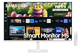 Samsung Smart Monitor M5 S32CM501, Flat 32  , 1920x1080 Full HD, Piattaforma Smart TV Amazon Video, Netflix, Airplay, Mirroring, Office 365, Wireless Dex, Casse Integrate, IoT Hub, WiFi, Bianco