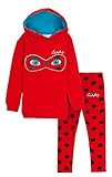Miraculous Coccinella lunga felpa con cappuccio + leggings set per ragazze e ragazzi, Rosso, 9-10 Anni