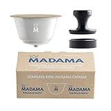 MADAMA - Capsula caffè Ricaricabile Dolce Gusto, Riutilizzabile e Compatibile. Acciaio Inossidabile e Silicone Alimentare. 100% Made in Italy. Confezione da 1 cialda