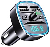 Mohard Trasmettitore FM Bluetooth 5.3 per Auto, Adattatore Bluetooth Auto Audio Radio Lettore Musicale MP3, Chiamata Vivavoce, Porte USB Doppie (5V/2.4A & 1A), Lettore di Schede TF & Chiavetta USB