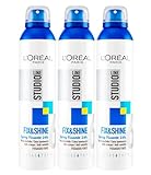 L Oréal Paris Studio Line Spray Fissante Fix&Shine Lunga Durata 24h Effetto Anti Crespo e Anti Umidità Tenuta 6 Forte - 3 Flaconi da 250ml