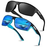OJIRRU Occhiali da sole da uomo Occhiali da sole sportivi Polarizzati Protezione per Uomo Donna UV per Running Ciclismo Pesca Trekking Occhiali Sport (Nero&Blu)