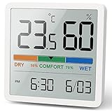 NOKLEAD Igrometro Termometro per interni - Indicatore digitale con sensore di monitoraggio della temperatura, Portable misuratore di umidità accurato per Ambiente Stanza monitoraggio (Bianco)