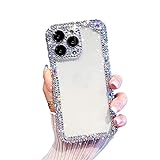 DRIMEE Cover per iPhone 14 | Lusso Lucido Cristallo Strass Diamante Paraurti Trasparente Custodia | 3D Luxury Glitter Sparkle Bling Case Compatibile con Apple iPhone 14,Clear,14 PRO Max