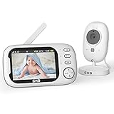 GHB Baby Monitor Video e Audio 3.5   720HD Telecamera, 2000mAh Batteria, Comunicazione Bidirezionale,VOX Visione Notturna Visione Monitoraggio Temperatura,Ninne Nanne