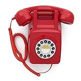 GPO 746 Wall Telefono a Quadrante con Montaggio a Parete, Telefono Fisso Vintage per Casa, Ufficio, Telefoni Retro Con Suoneria a Campanello Originale e Cavo Arricciato, Rosso