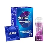 Durex Jeans Preservativi, 27 Profilattici + Durex Massage 2 in 1 Lubrificante Intimo e Gel Stimolante a Base Acqua con Aloe Vera, 200ml