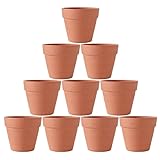 10,2 cm, 10 vasi in terracotta, per piante, piante grasse, cactus, con drenaggio, per interni, esterni, decorazione per casa e ufficio