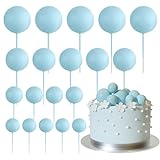 ASTARON 20 pezzi di decorazioni per torte a palline Mini palloncini Cake Topper Palline per torte Picks per decorazioni per torte di matrimonio e compleanno (Azzurro)