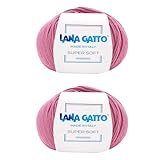 Kit gomitoli per maglia, 100% Pura Lana Vergine Merino Extrafine by Lana Gatto, Made in Italy. Linea Super Soft, lana di qualità superiore, 100 g. 250 mt, (Rosa - 14446, 2)