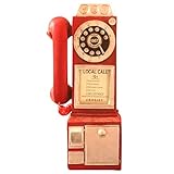 Avalita - Telefono a pagamento, stile vintage, con rotazione classica, da parete, modello retrò e decorazione per la casa, colore: rosso