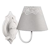 MATHILDE, lampada da parete in stile rustico/shabby chic, motivo floreale, colore: bianco e grigio