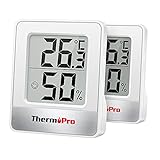 ThermoPro TP49-2 Piccolo Igrometro Digitale Termometro Interno Termometro Dell atmosfera Monitor di Temperatura e Umidometro per il Comfort Home Office Termometro di Rettile, 2 Pezzi