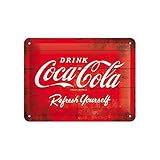 Nostalgic-Art 26173 Targa di metallo 15 x 20 cm – Coca-Cola - Logo Red Refresh Yourself