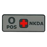 2AFTER1 Blood Type NKDA ACU PVC Rubber 3D Fastener Patch Combat Tactical No Drugs Allergies
