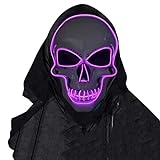 SOUTHSKY LED Mask Skull Face Maschera luminosa Night Mask Neon Light EL Light Up per Halloween Cosplay Party Costume (Purple Neon)