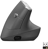 Logitech MX Mouse Verticale Wireless Ergonomico, Multi-Dispositivo, Bluetooth o 2.4GHz Ricevitore USB Unifying, Rilevamento Ottico 4K DPI, 4 Pulsanti, Ricarica Rapida, PC-Mac-iPadOS, Grigio