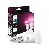 Philips Hue White and Color Ambiance Lampadina Smart LED, Attacco E27, Luce Bianca o Colorata, 15W, 2 Pezzi