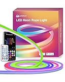 Neon Strisica LED,Luce al neon a corda con RGB-IC, 5 m di luci a LED con sincronizzazione musicale, funziona con Alexa, Google Assistant, luci a corda per la decorazione (non supporta il WiFi 5G)