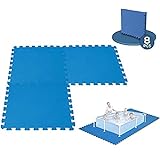 Tappeto da pavimento modulabile per piscina, 8 piastrelle da 50 x 50 cm, blu