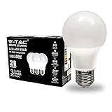 V-TAC Lampadina LED con Attacco E27 8,5W (Equivalenti a 60W) A60 806 Lumen - 4000K Luce Bianca Naturale (Box 3 pezzi)