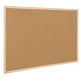 Raylu Paper® – Piano in sughero naturale con cornice in legno di pino, bacheca con kit di montaggio, senza segnalatori, 60 x 40 cm