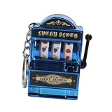Dickly Portachiavi mini slot machine, ciondolo compleanno, souvenir in miniatura, portachiavi con ciondolo slot machine per frutta, portachiavi per ragazze e, blu