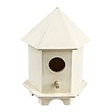 Casetta per uccelli in legno, Design 4, dimensioni: 14,5 x 11 x 9,5 cm, decorazione primaverile per casa e giardino, fai da te