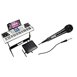 RockJam kit per pianoforte con tastiera a 61 tasti con panca per pianoforte digitale & Microfono Karaoke dinamico unidirezionale cablato con cavo di tre metri