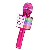 ShinePick Microfono Karaoke Bluetooth, karaoke bluetooth microfono Microfono Wireless 4 in 1 per Bambini, Microfono LED Portatile, Dispositivo Karaoke Home KTV Compatibile con Android/iOS PC(Porpora)