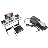 RockJam kit per pianoforte con tastiera a 61 tasti con panca per pianoforte digitale, supporto per pianoforte elettrico, cuffie & Professionale Pedale Sustain