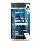 Omega 3 1000mg - 365 Softgel di Olio di Pesce (per 1 Anno) - Omega 3 Fonte di Acidi Grassi Essenziali EPA e DHA - Omega3 Olio Di Pesce Inodore e Senza Retrogusto - Integratore Omega 3 Senza OGM