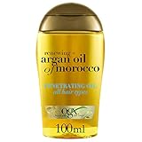 OGX Renewing Olio di Argan del Marocco, Olio di argan per capelli morbidi, setosi e luminosi, Olio per capelli con formula rinforzante e anti-crespo, 100 ml