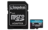 Kingston Canvas Go! Plus microSD Scheda di memoria Classe 10, UHS-I 64 GB microSDXC 170R A2 U3 V30 Card + adattatore